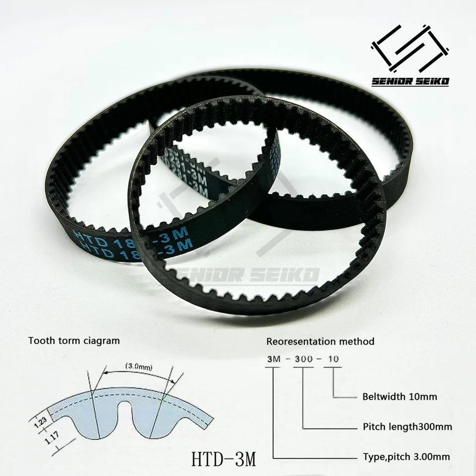 Caihv-3D Stampante Cintura Di Temporizzazione A Circuito Chiuso HTD3M, Cinture Di Trasmissione Perimetro 225 228 255 267 300 324 330 330 354mm, Larghezza Personalizzata 8 9 10 15 17mm Cinghia Dentata - Foto 10