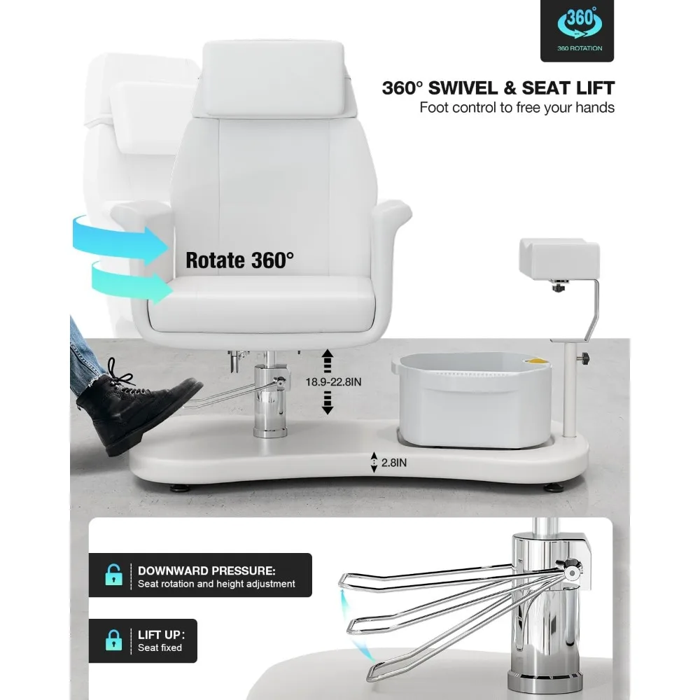 Description Picture 4 of itemPedicure Chair for Nail Tech, Upgraded 360 Swivel Hydraulic Lift Reclining Pedicure Station, Pedicure Unit for Pedicure Chairs