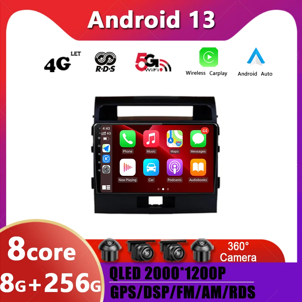 

Car Android 13 For Toyota Land Cruiser 11 200 2007 - 2015 Car Radio Multimedia Video Player GPS Navigation QLED IPS Screen