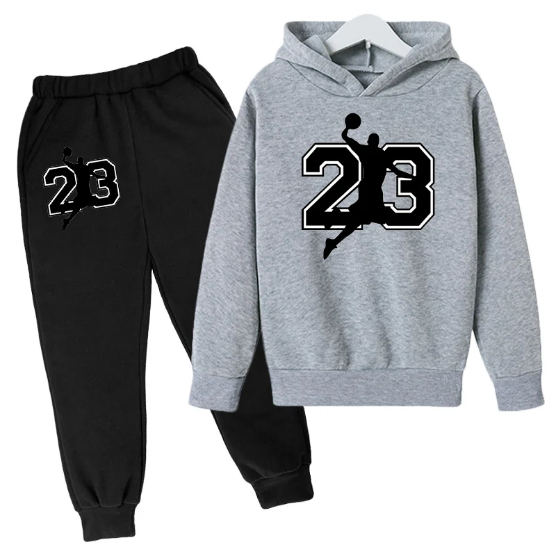 Basketball Hoodie Sports Hoodie Set Spring Autumn Children Hoodie+Pants 2-Piece Set Teen Cute 4-14Y Boys Kids Girls Hoodie Suits clothing sets for travel