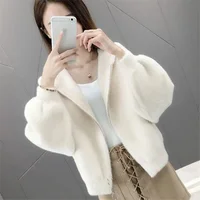 Loose Knitted Long Sleeve Waterfall Cardigan Outerwear Women's Fashion Autumn Winter Korean Style Polyester Fiber Coat