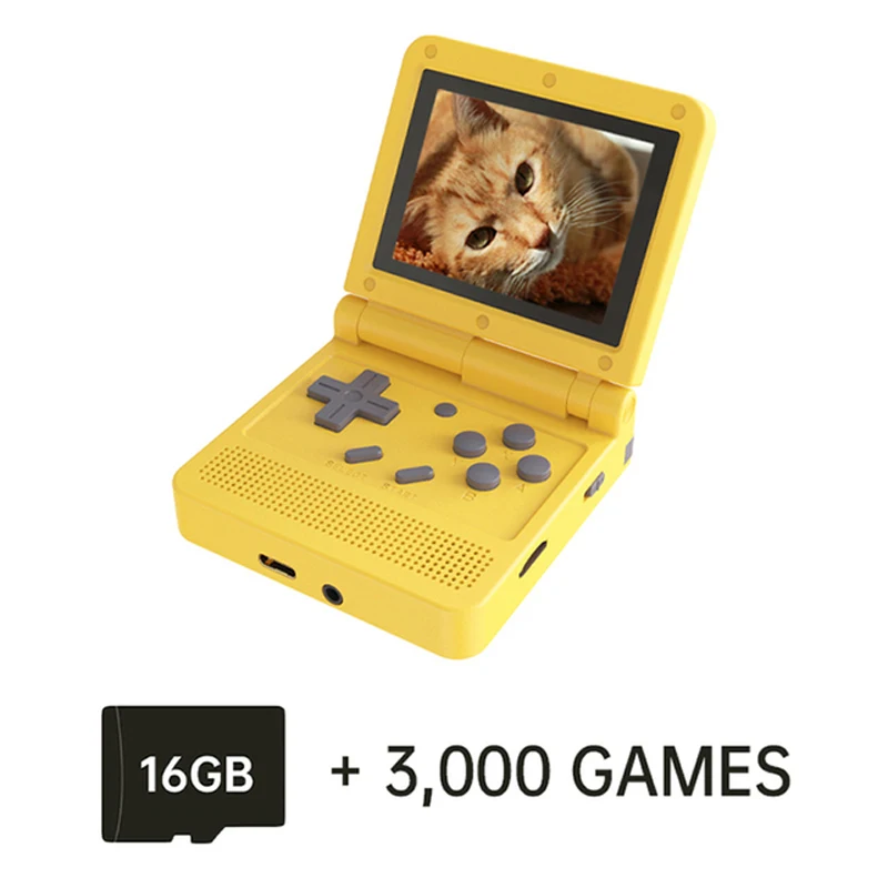 Powkiddy V90 Flip Pocket Video Handheld Game Console Open System 16 Simulators PS1 Retro Games Player Gamebox Gaming Consoles 
