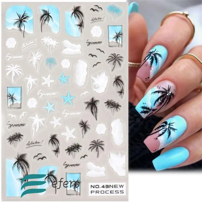 Лист кленовый лист 3D наклейки для ногтей животные красный гриб дизайн маникюрная наклейка клейкие Переводные слайдеры дизайн ногтей украшение