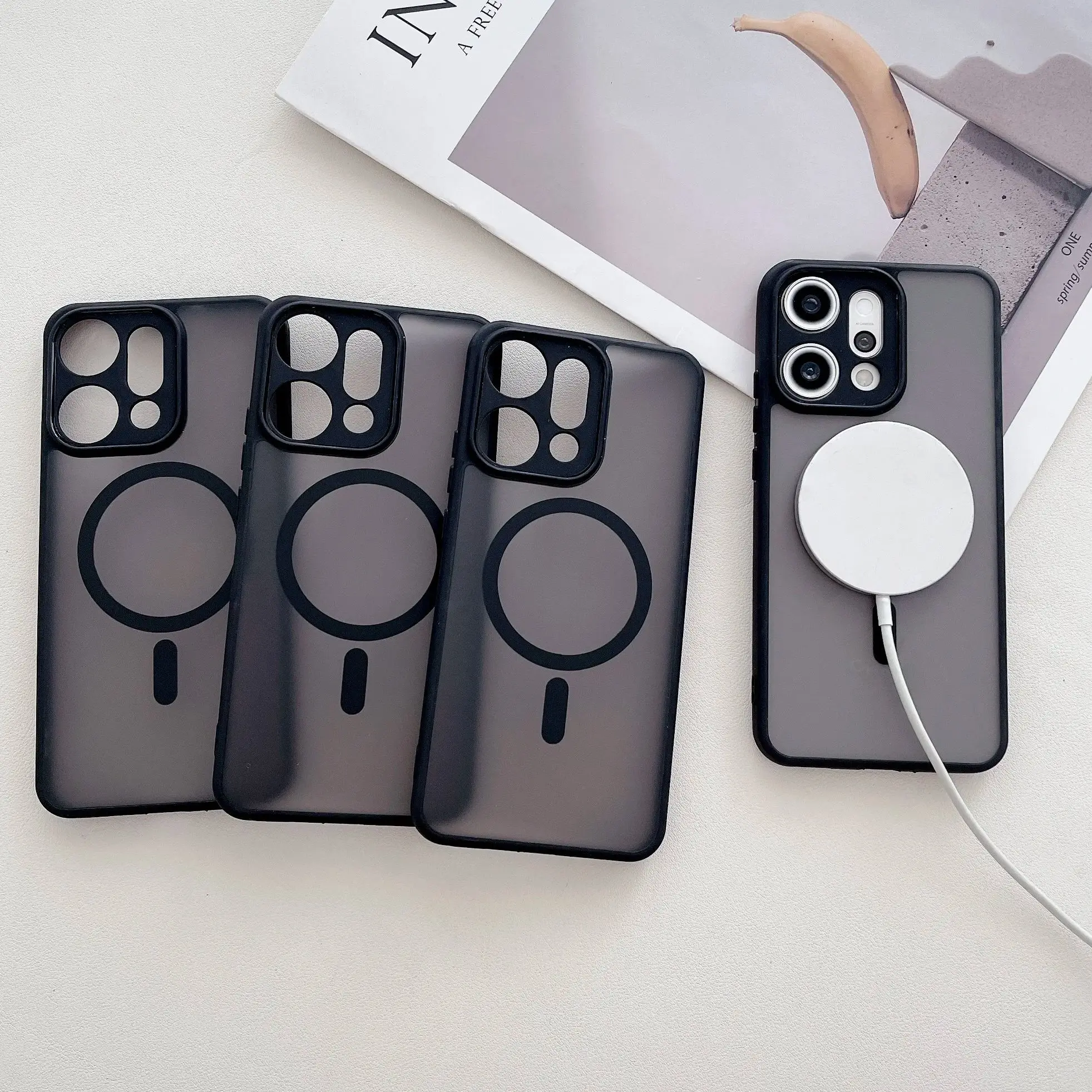 Magnetic Transparent Matte Armor Phone Case