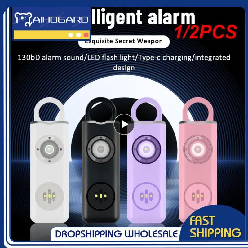 

1/2PCS Personal Safety Alarm Keychain with LED Lights Practical Siren 130dB Emergency-Safety Siren for Women Men