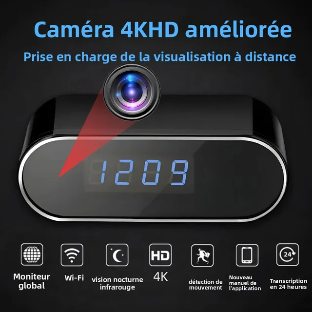 Nouvelle Mini caméra WiFi 4KHD pour une clarté améliorée, Vision nocturne infrarouge, visualisation à distance, détection de mouvement, Mini caméra sans fil 1