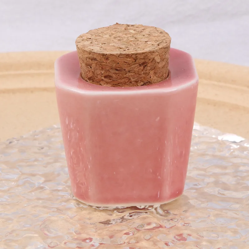 ANGNYA Pink Nail Art Ceramic Cork Bottle Crystal Nail Liquid Cups Nail Art Acrylic Glass Dappen Dish Liquid Powder Container 4