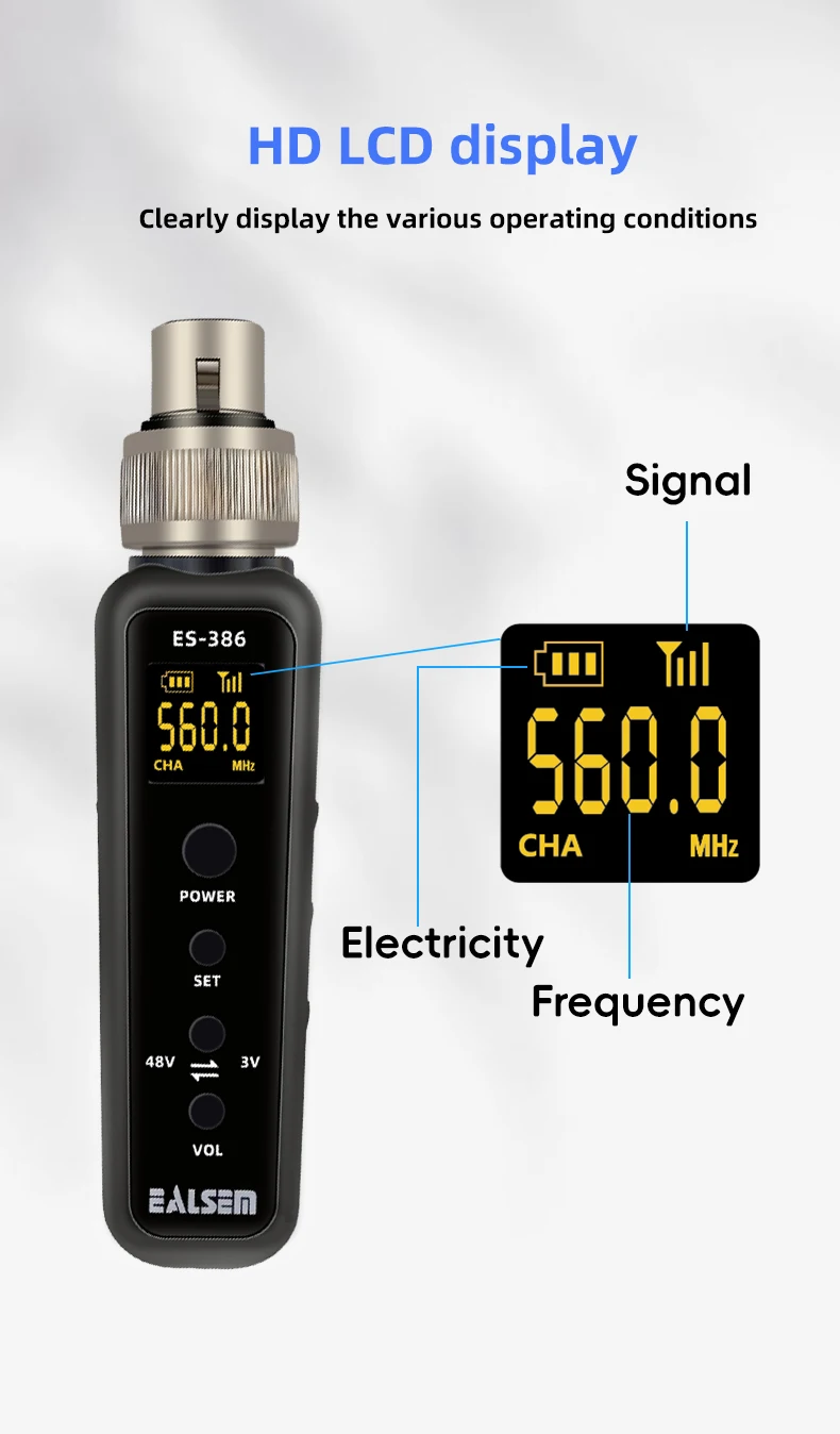 EALSEM 386 UHF Wireless Microphone Converter XLR Transmitter and Receiver Microphone Wireless System for Dynamic Microphone