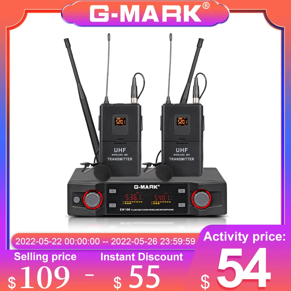 Петличный микрофон G-MARK EW100 беспроводная система регулировки частоты с