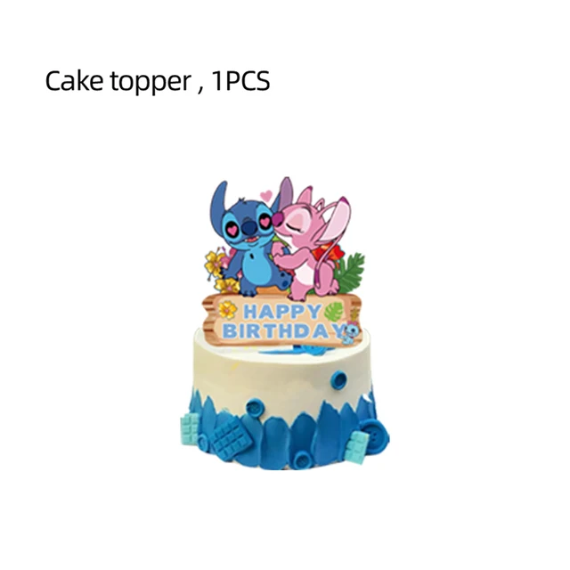 Fournitures de fête Stitch pour enfants, comprend tasse, assiette, nappe,  bannière, décoration de gâteau, ballons, décorations de fête d'anniversaire,  baby shower - AliExpress
