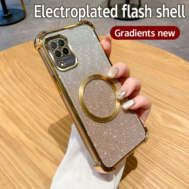 Überzug Stoßfest Klar Magnetring Telefon Fall Für Samsung Galaxy A05S A04S A03S A02S A52S M02 M12 M22 M32 4G Glitter Abdeckung_voghion.com