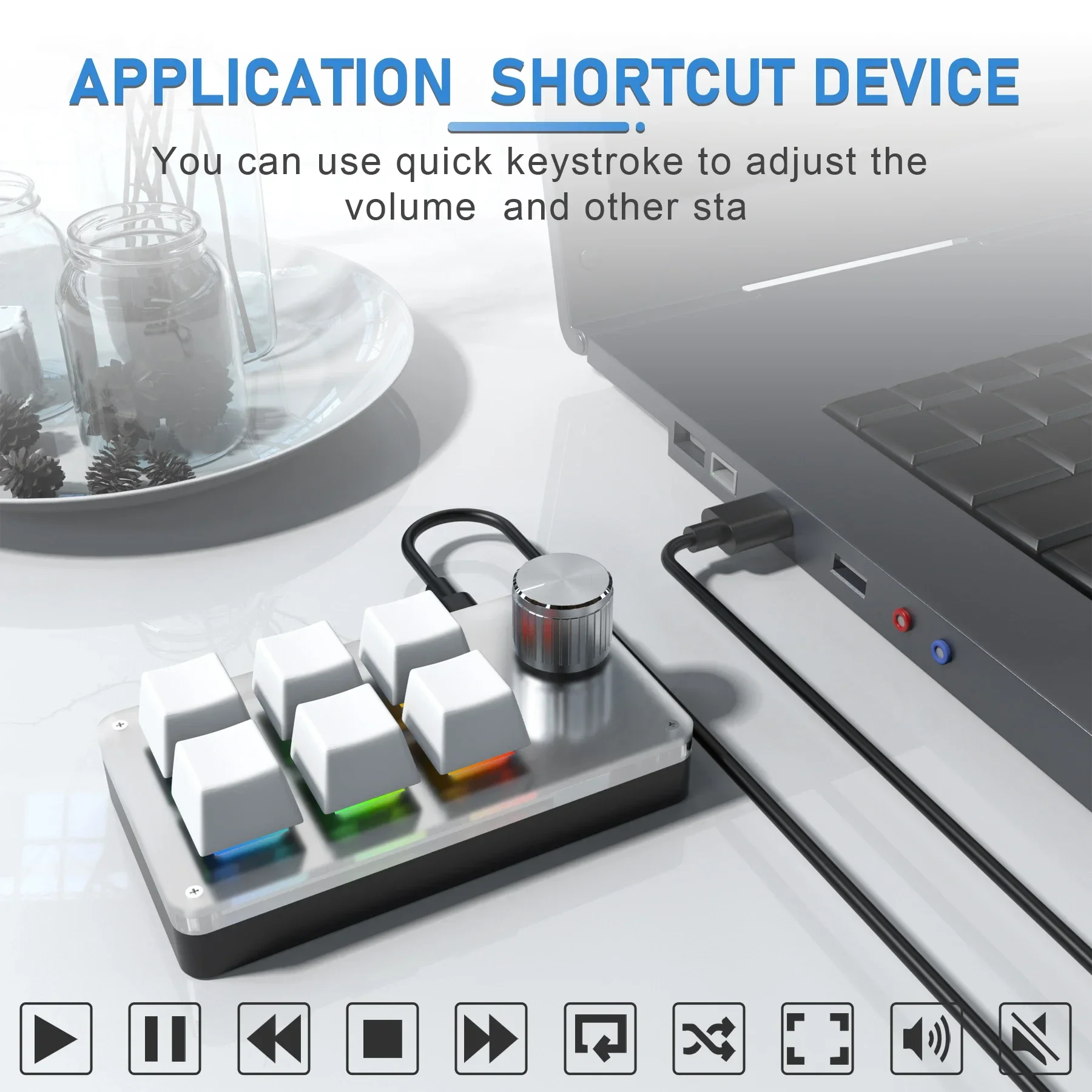6 Key 1 Knob Keyboard Wired Custom RGB Programming Macro Gaming Keypad Copy Paste PS Mechanical Keyboard Hot Swap Macro Keyboard - 3