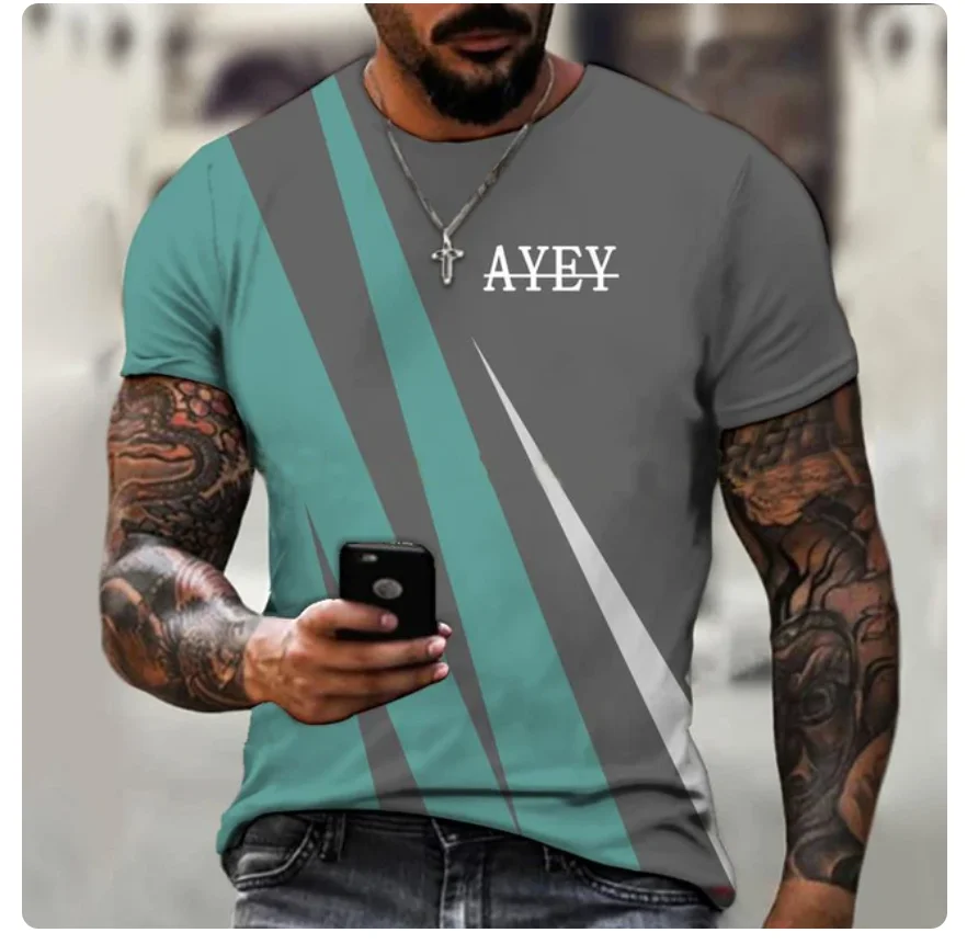 

Summer 3D Printed Mens Oversized T Shirts Fashion Patchwork Mens Streetwear O Neck Casual Retro Short Sleeves