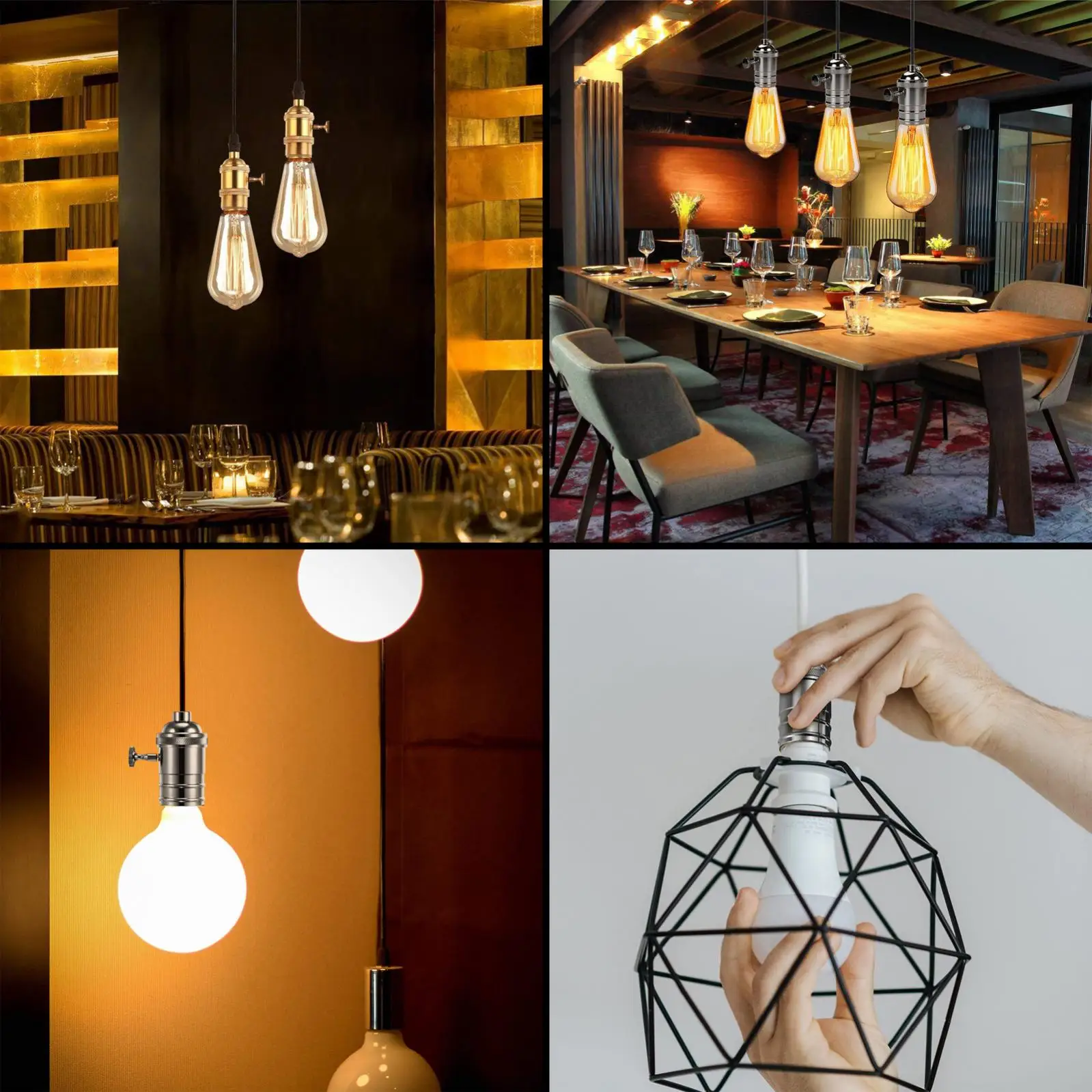 Edison Vintage Lamp Socket Pendant Replacement Lamp Holder for DIY Lighting Industrial Decorative E26 Retro Light Sockets