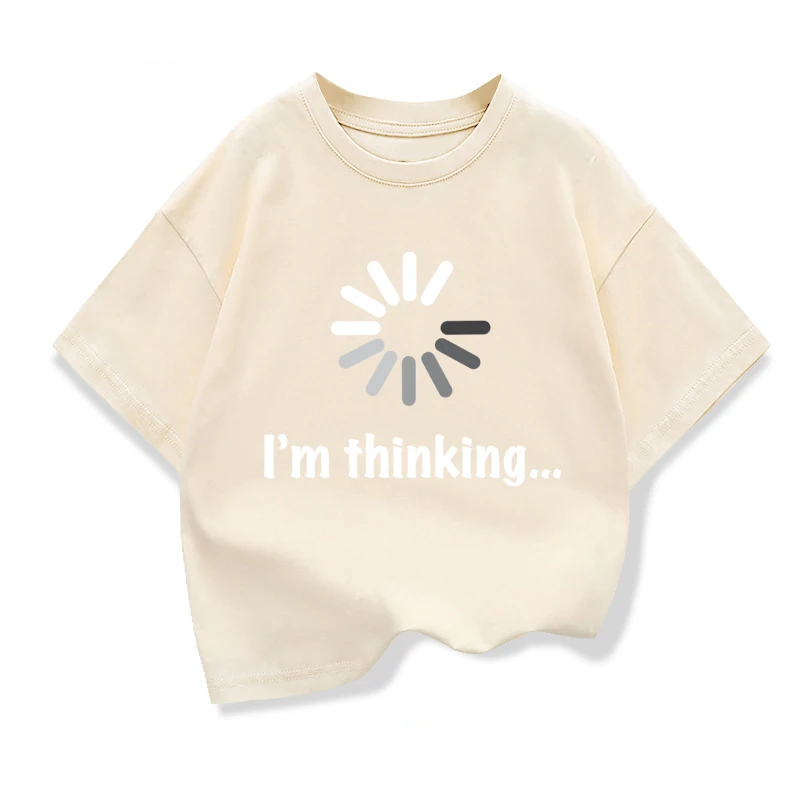 Kids T-shirt High Quality Cotton Funny I‘m Thinking Printed Casual Loose Boys Streetwear Cool T Shirt O-neck Kids Tops Tees