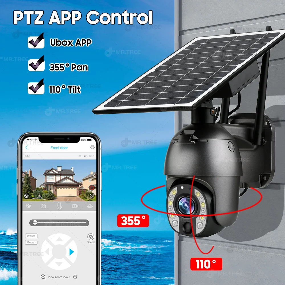 4G SIM 50X Optical Zoom Solar Camera 4K 360 PTZ Outdoor Motion Detection Surveillance Night Vision CCTV battery Security IP Cam 4