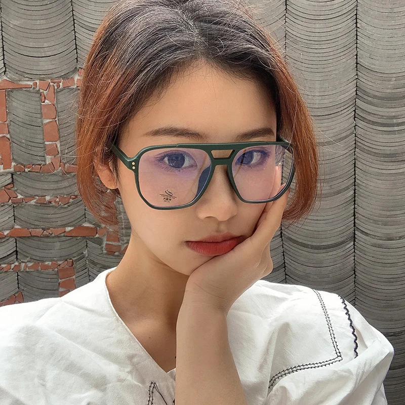 

Fashion Square Double Bridges TR90 Women Glasses Frame Clear Anti-Blu-Ray Eyewear Retro Men Optical Frame Computer Goggles