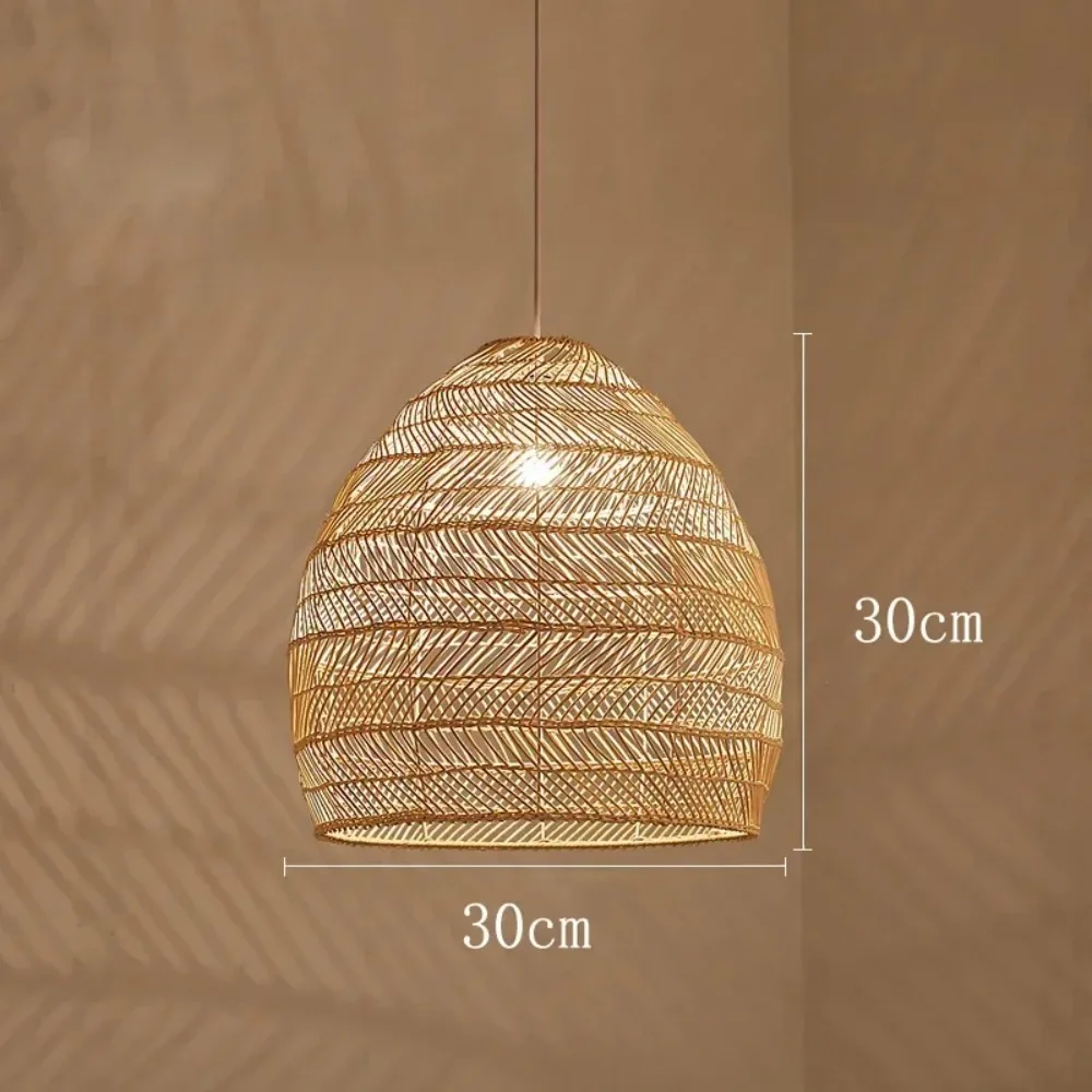 Rattan Cloche Pendant Lamps Vintage Style Handmake Rattan Light Home Decor Living Room Cafe Kitchen Island Hanging Lamps