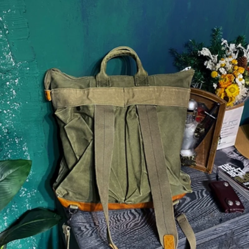 Reise Pendler Öl Wachs Leinwand Pilot Handtasche Rucksack Männer Frauen Outdoor Trekking Wandern Klettern Camping Reiten Rackpack – Detail 2