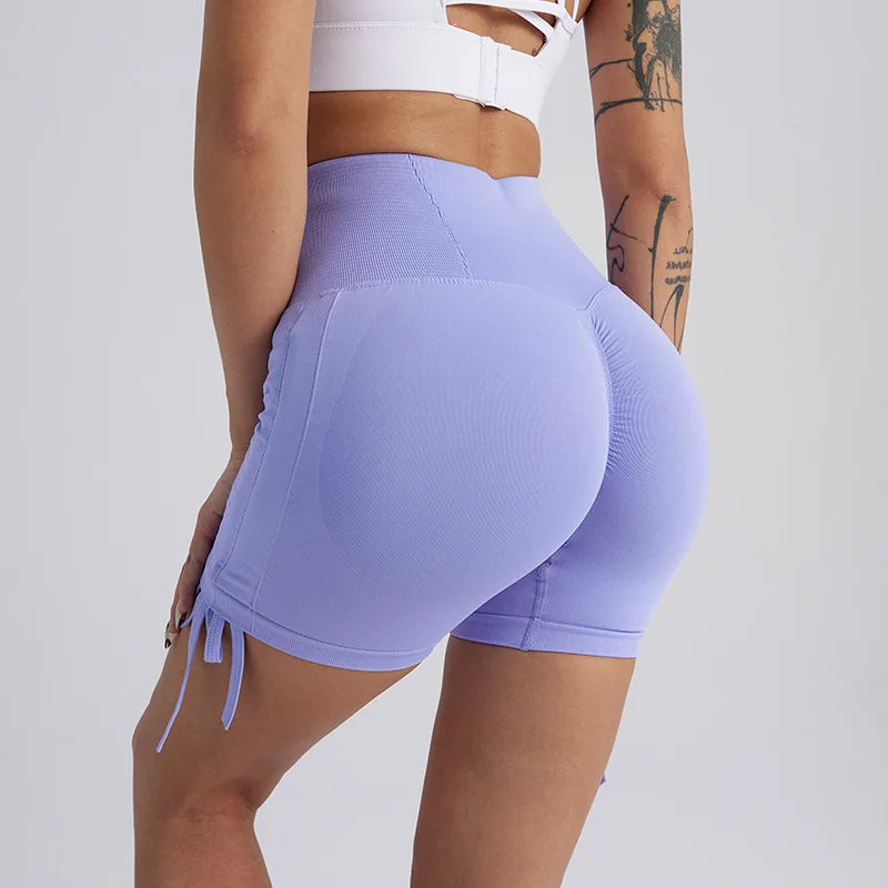 Leggings Push Up de cintura alta feminina, calções desportivos, calção de  ioga, cordão, arranhão, fitness, treino, levantamento de bumbum, ginásio  curto - AliExpress