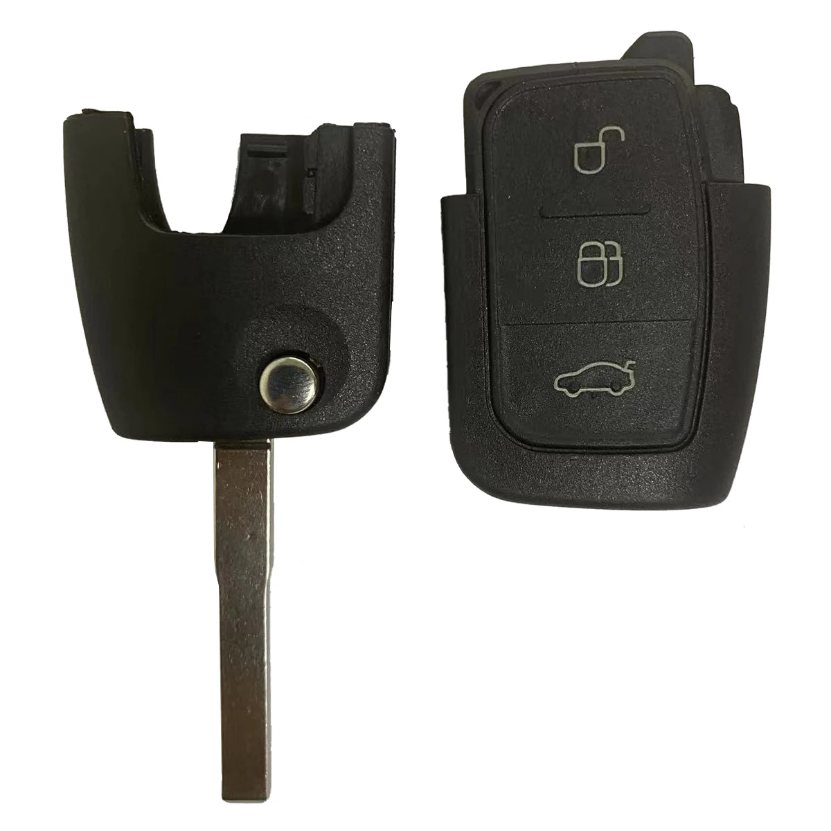 3-Button Remote Key Fob Case Shell For Ford Mondeo, Focus, Fiesta, Ka – Black Replacement