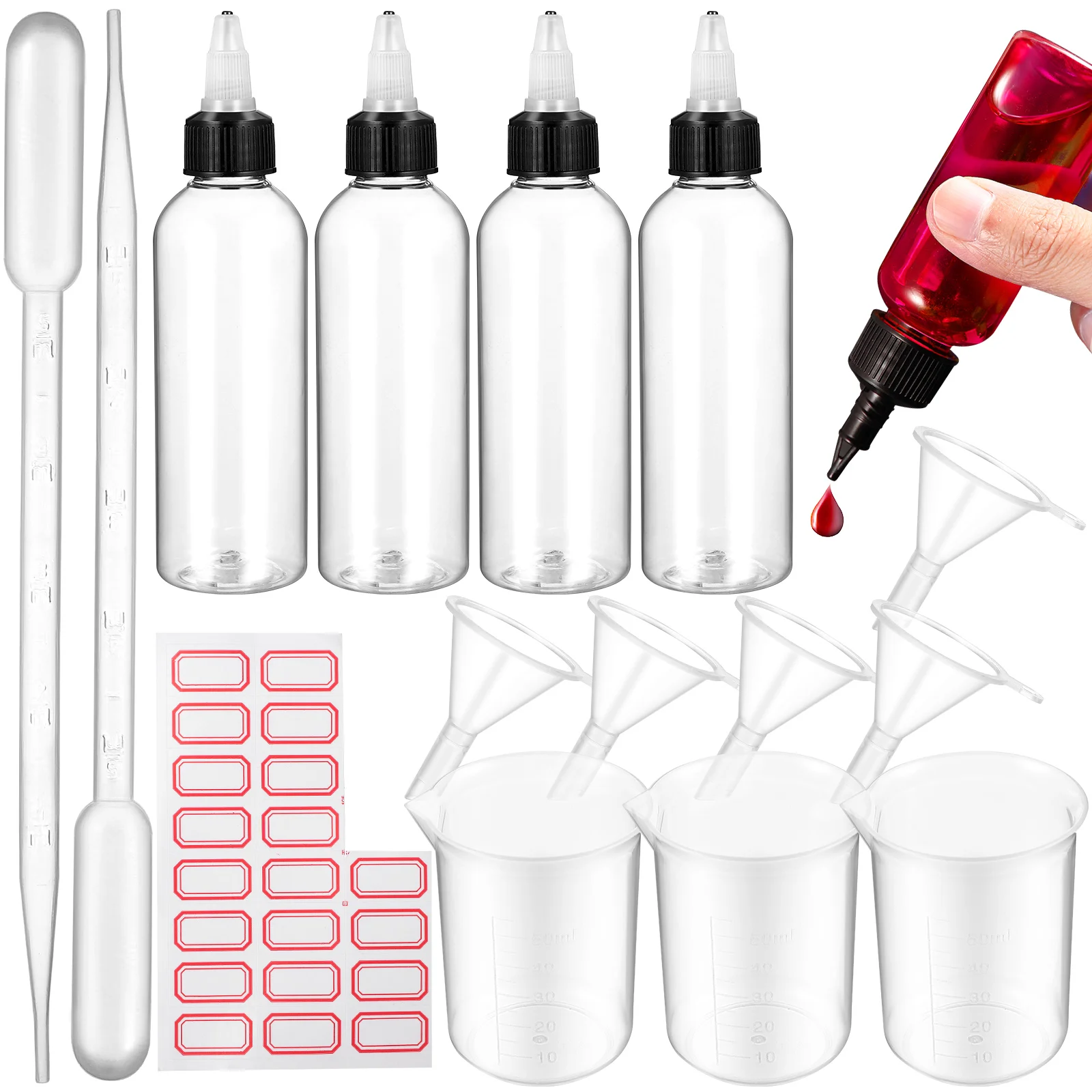 

Liquid Measuring Cups Funnel For Laboratory Test Dropper Bottle Sample Bottles for Lotion