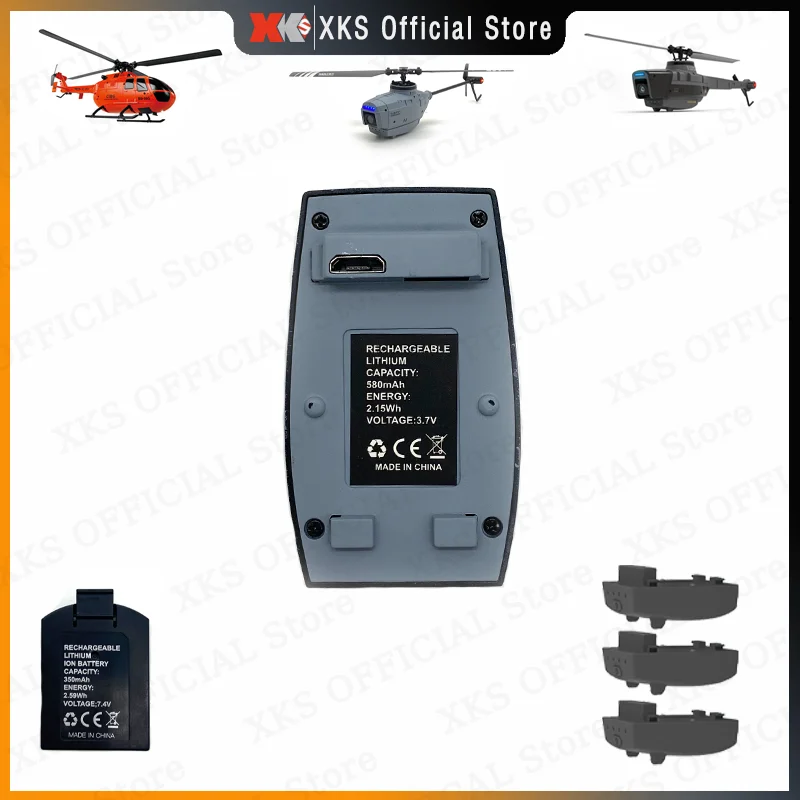 Original C127 C128 C186 RC Helicopter Battery 3.7V 580mAh 7.4V 350mAH