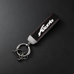 Premium Leather Suede Car Keychain (Black red)
