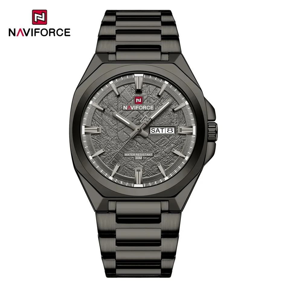 Luxury NAVIFORCE Men's Waterproof Stainless Steel Watch with Luminous Display