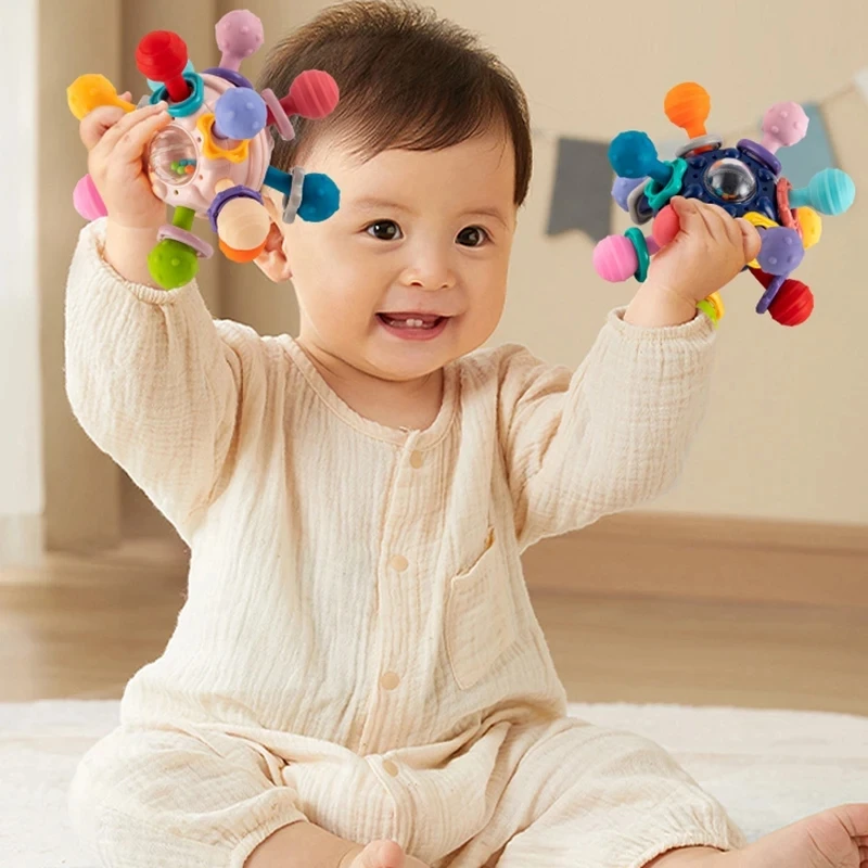 Baby Teething Toys For Babies 0-6 Months Food Grade Teething Toys Rattles Montessori Sensory Teether For Newborn 0 3 6 12 Months