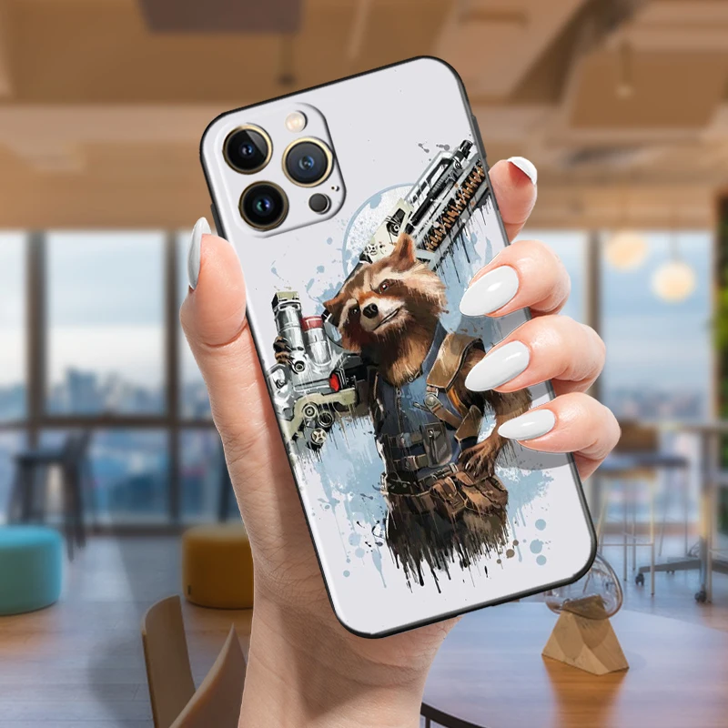 Rocket Raccoon Marvel Black Phone Case For Apple iPhone 15