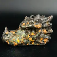 Large Crystal  Dragon Head Skull Statue Natural Gemstone Yooperlite Carved Healing Animal Sculpture Craft Home Room Desk Gift 1