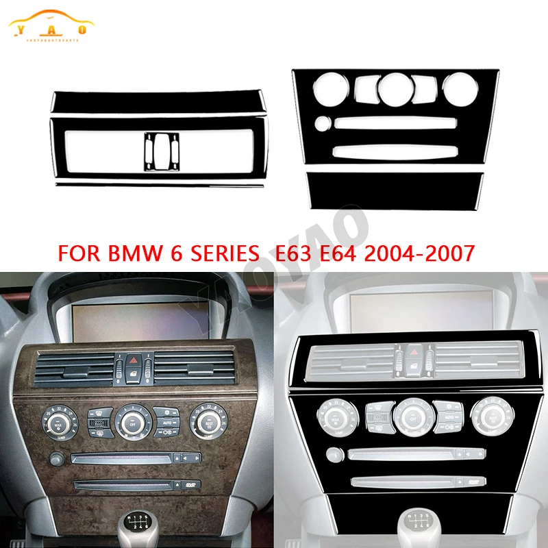 

Черное фортепиано для BMW серий 6 E63 E64 2004-2010 Центральная ручка управления радио кондиционер Выходная панель отделка крышка наклейка