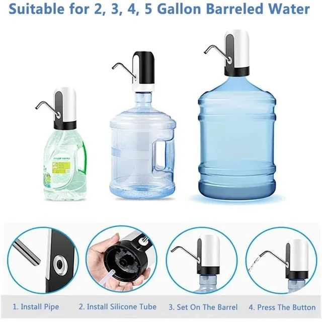 Water Dispenser Pump Portable Electric Water Dispenser Pump USB Rechargeable ，plug-in design, easy to use ，for 5 Gallon Bottles 5