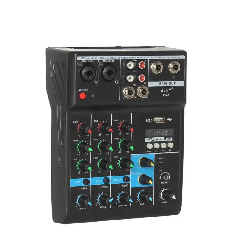Manchez 미니 4 채널 사운드 카드 믹서, USB 콘솔, DJ 노래방, 스마트폰 전문 컴퓨터 녹음, 48V