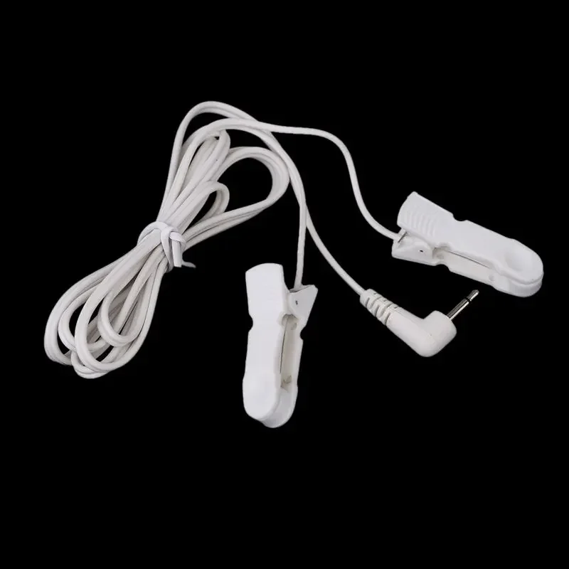 10pcs 2.5mm/3.5mm Plug Connector Electrode Lead Wires Connecting Cables w/ 2 Ear Clips For Digital TENS Therapy Machine Massager