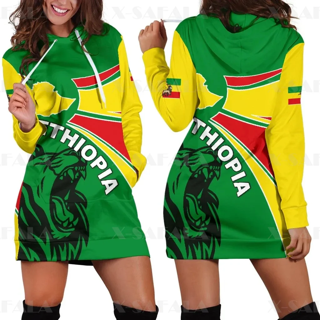 

Ethiopia County Africa Tribe Lion Harajuku Novelty 3D Print Autumn Hoodies Dress Women Casual Wear Long Sleeve Hooded Dress-5