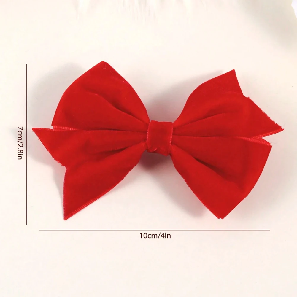 2Pcs 우아한 부르고뉴 벨벳 리본 헤어 클립 소녀들을 위한 주름 장식이 있는 수제 리본 바레트 절묘한 헤어 액세서리