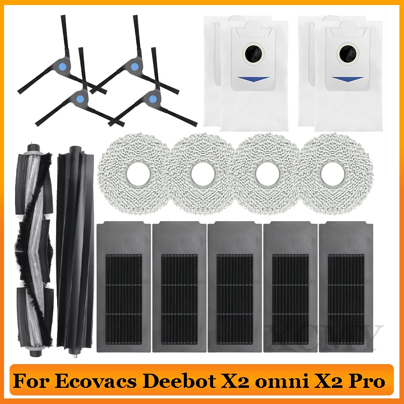 

For Ecovacs Deebot X2 omni / X2 Pro / X2 Robot Vacuum Roller Main Side Brush Hepa Filter Mop Cloth Dust Bag Parts Accessories