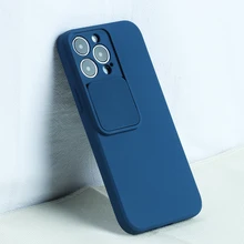 

For iPhone 13 Liquid Silicone Camera Lens Push Protection Case For iPhone 11 12 Pro Max Mini Xs Max XR 7 8 Plus Back Cover Case