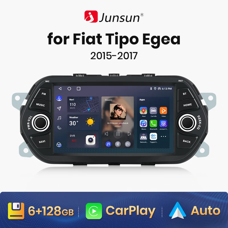 Junsun Android Auto Radio Per Fiat Tipo Egea 2015 -2017 Carplay Car Multimedia Gps 2Din Autoradio