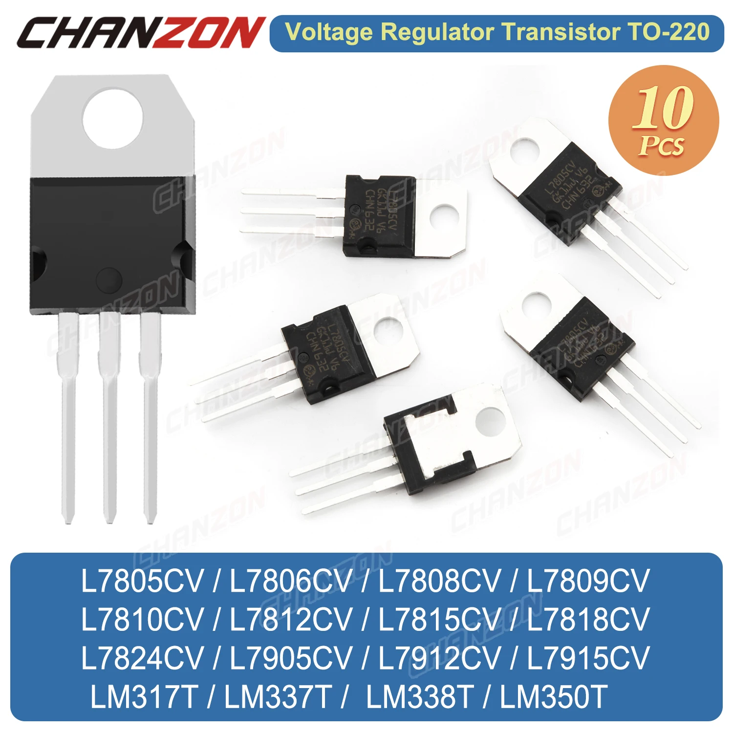 TO220 Lm317T Lm337T L7805Cv L7806Cv L7808Cv L7809Cv L7810Cv L7812Cv L7815Cv L7905Cv L7912Cv L7915Cv Spannungsregler Transistor – Detail 1