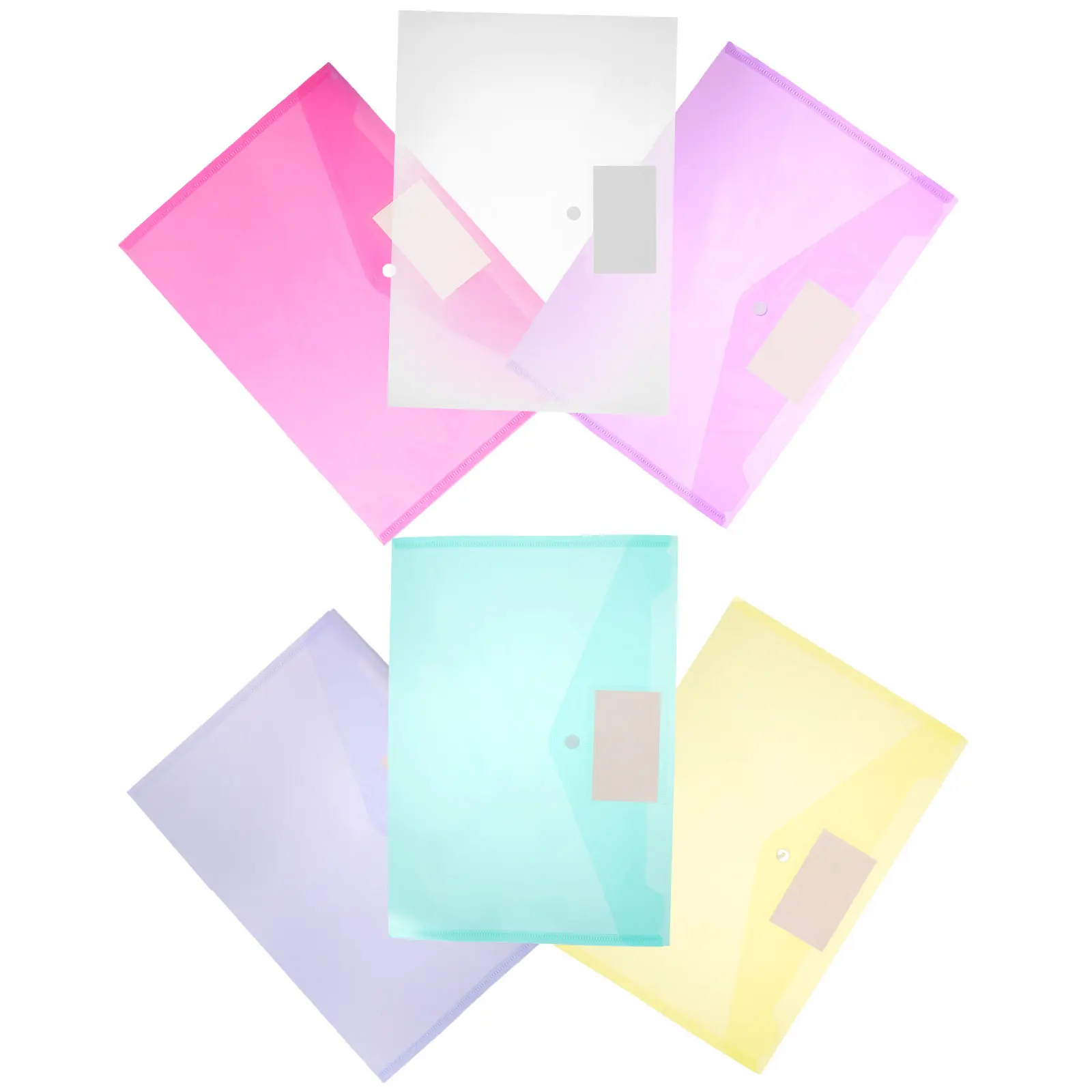 6Pcs 투명 문서 가방 스냅 버튼이 있는 PP 파일 폴더 실용적인 파일 저장 주최자 경량 사무실 학교 문서