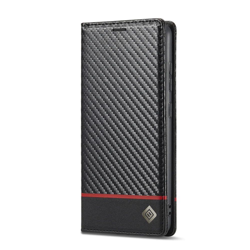 Carbon Fiber Leather Wallet Phone Case Cover