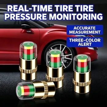 Tappo Valvola Monitor Pressione Pneumatici Auto 3 Colori con Avviso, Sensore Pressione Aria Pneumatici, Strumento di Sicurezza Veicolo