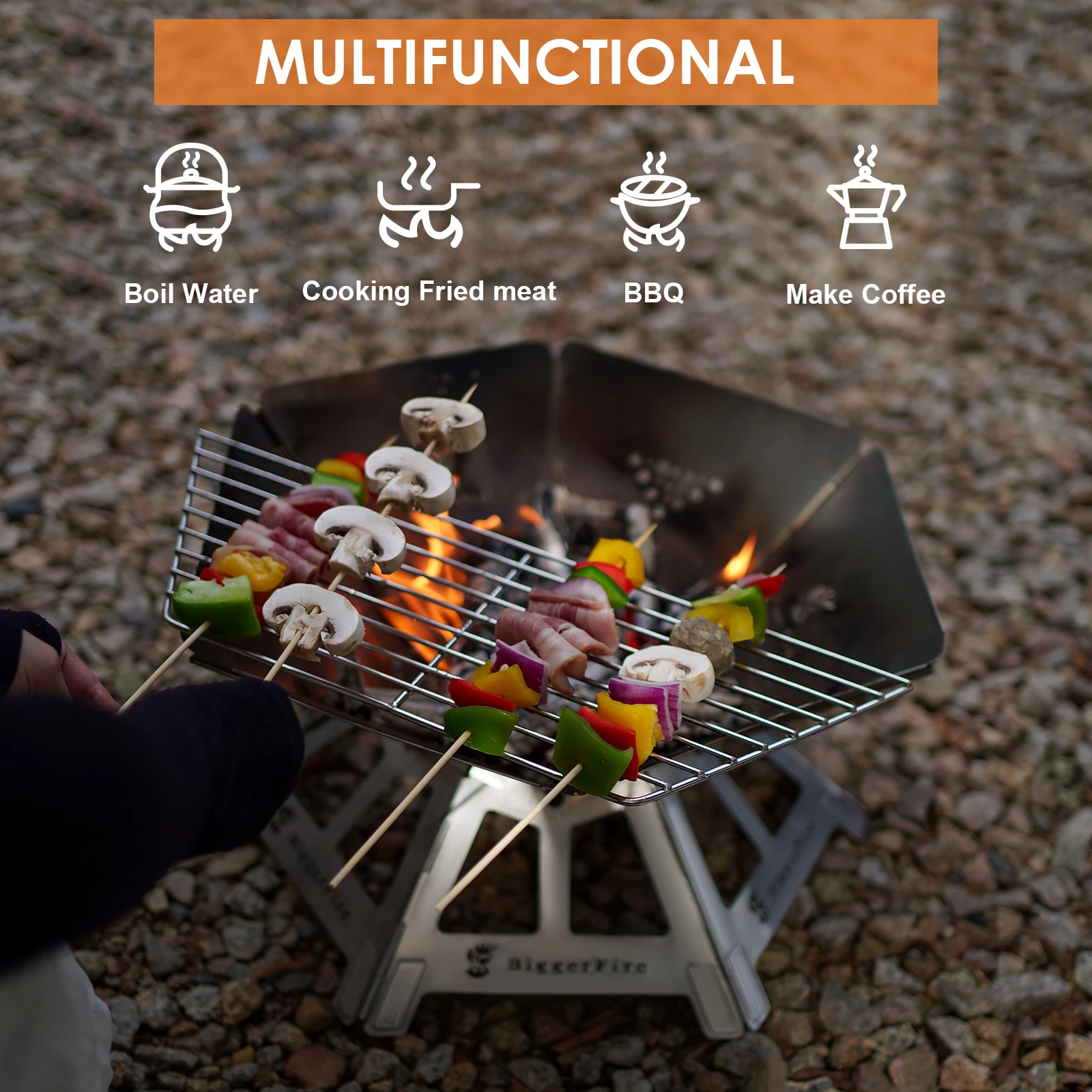 Portable Folding Camping Bonfire Fire Pit Stainless Steel Mini Firepit Grill Outdoor Cooking BBQ Fire Pit