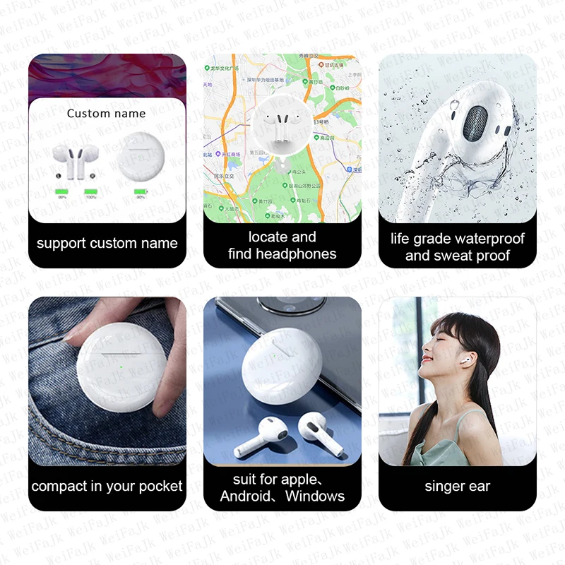 원래 AirPods Pro 6 TWS 무선 블루투스 이어폰 미니 AirPods 이어폰 이어폰 핸즈프리 헤드셋 애플 아이폰 헤드폰