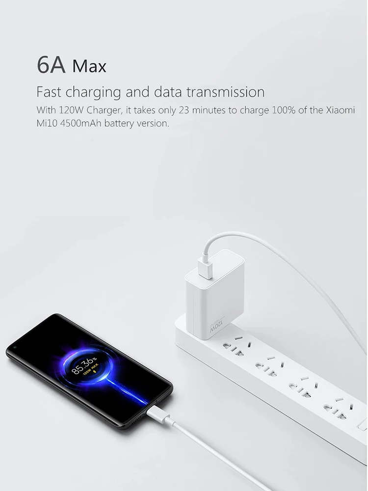 EU US Xiaomi 120w Charger and 6A Cable For Xiaomi Redmi Note 13