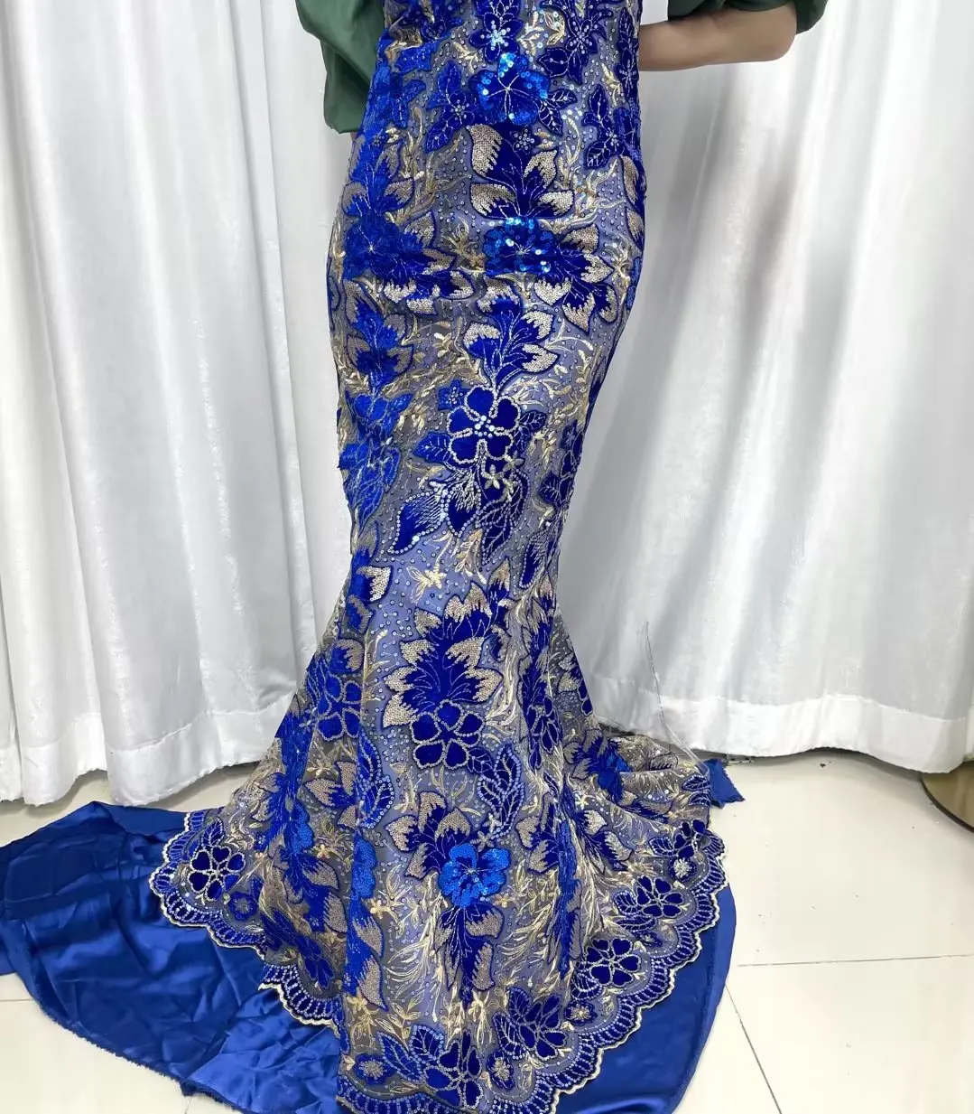 

​2023 Latest Royal African velvet Lace Fabric French Net Lace Fabric Embroidery With sequinjs For Wedding Sewing