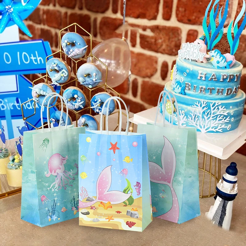 Scatole regalo coda di sirena per bambini festa di compleanno sotto il mare  sacchetti per animali scatola di caramelle scatola di caramelle di carta  decorazioni per sirene di pesce - AliExpress